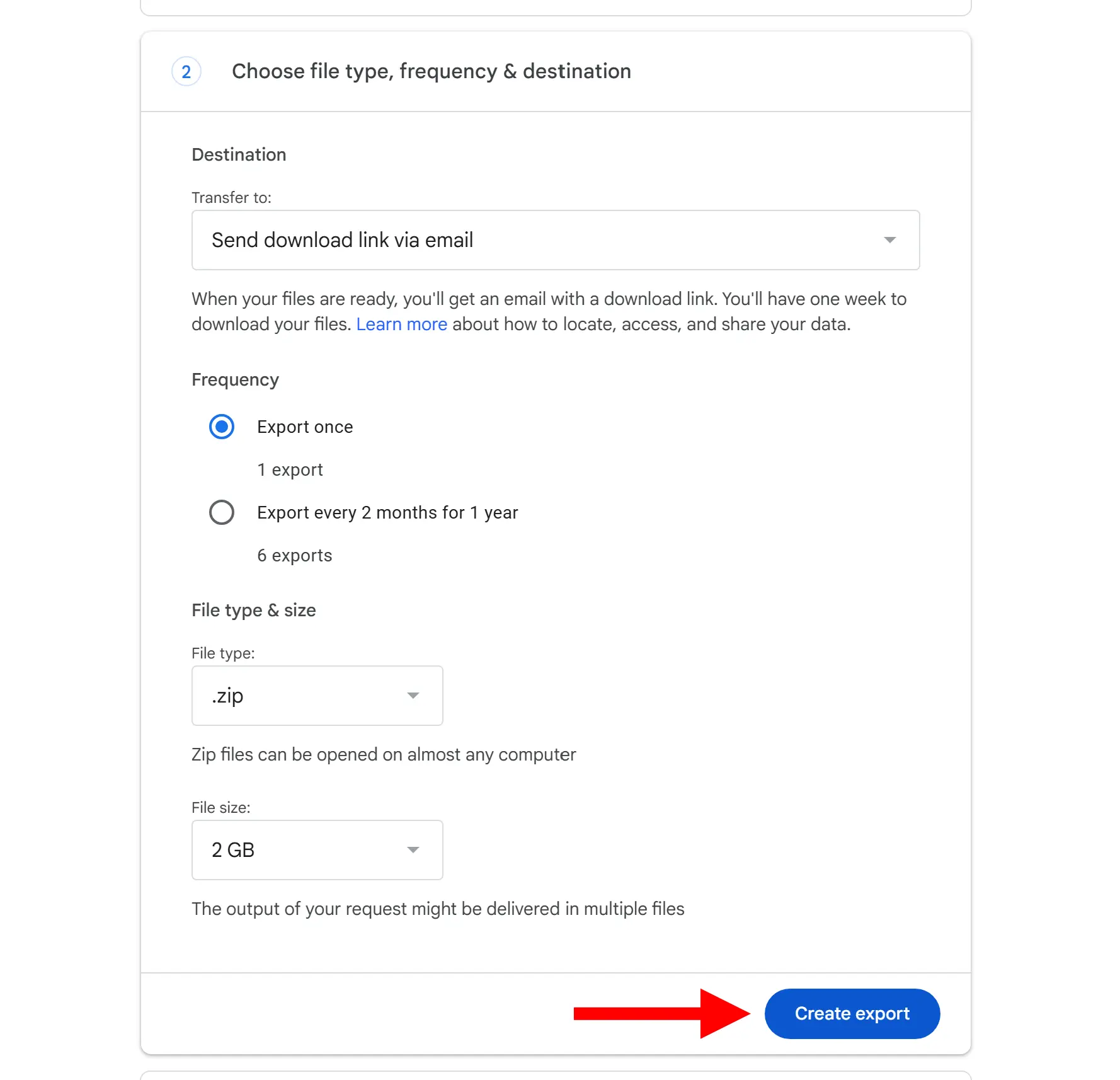 Gemini export step 3
