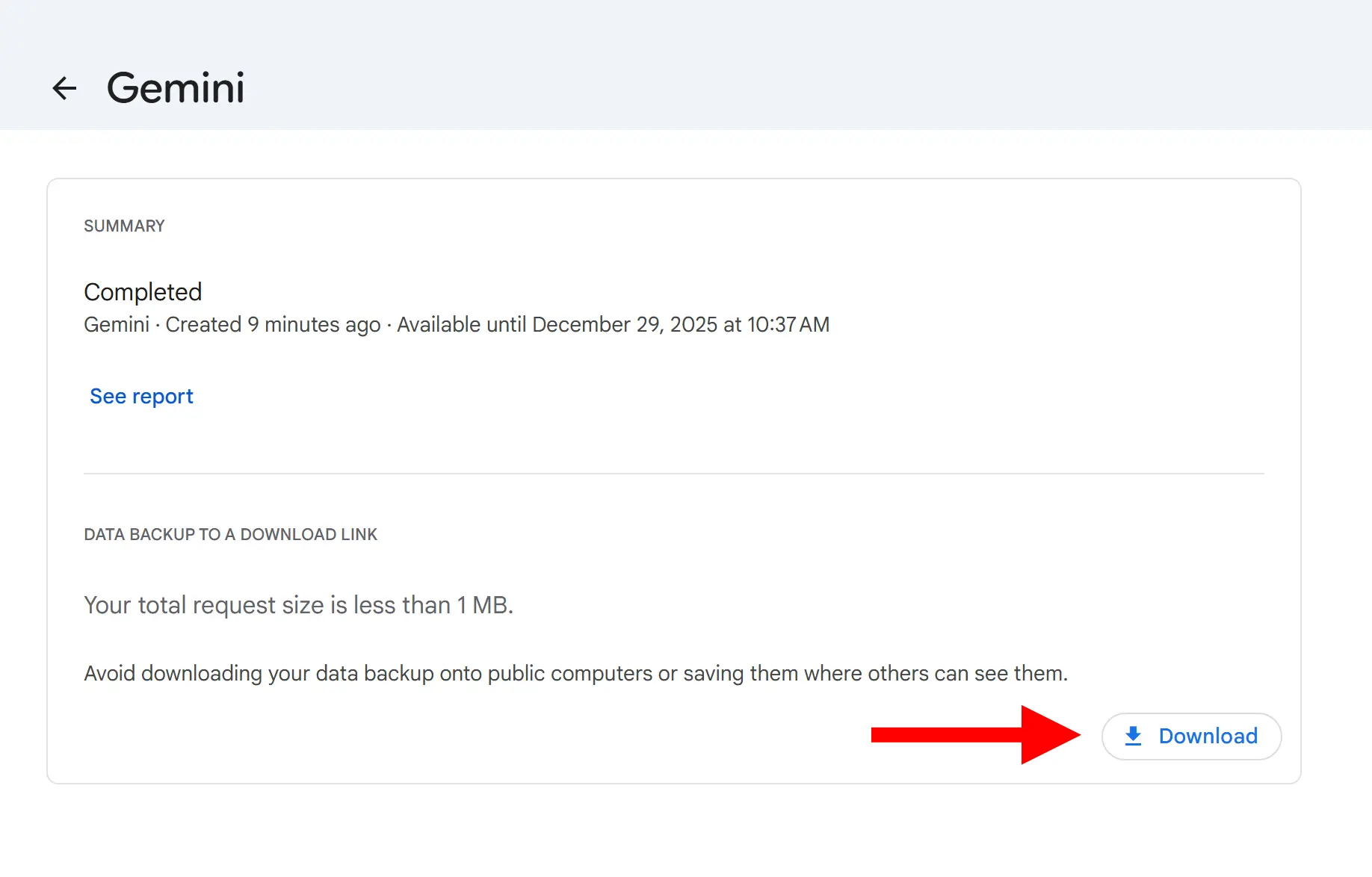 Gemini export step 5